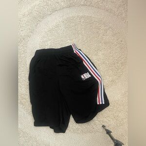 NBA Black Athletic Shorts with Red, White & Blue Side Stripes